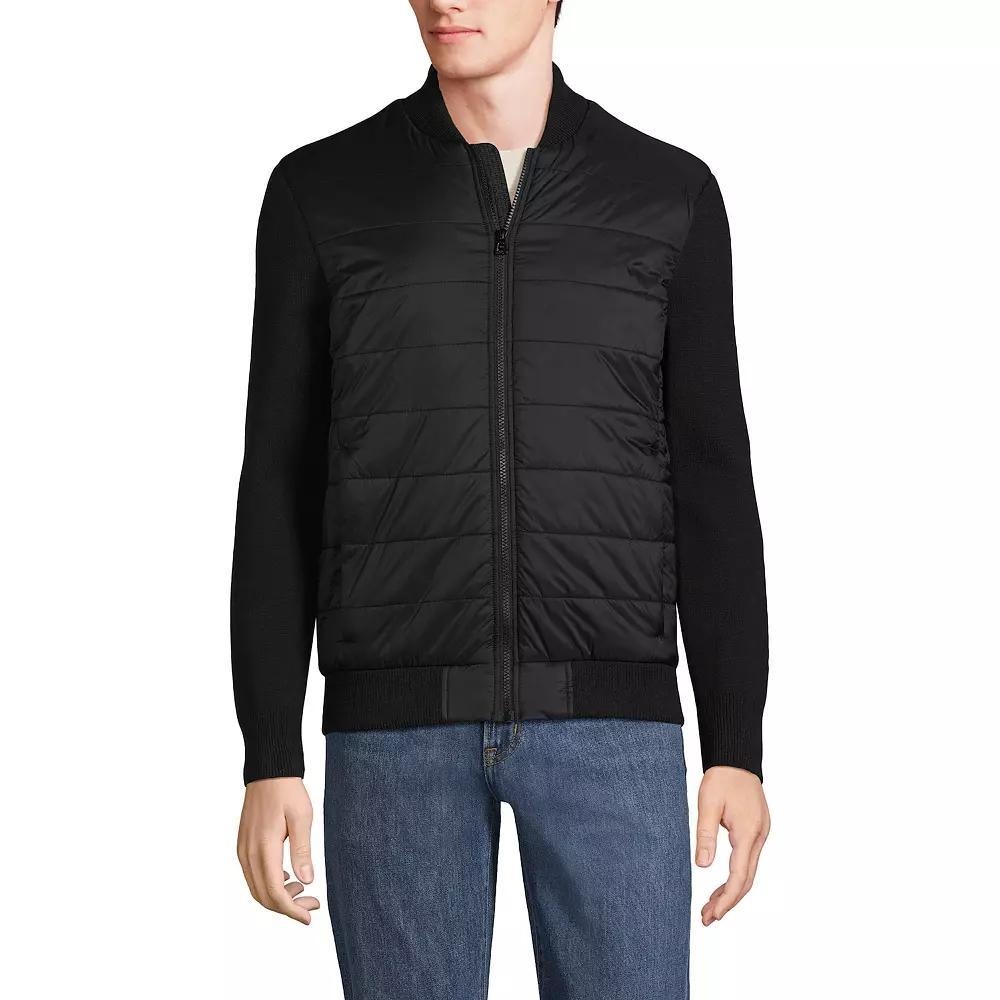 Men's Lands' End Insulated Sweater Jacket, Size: Small, Black Product Image
