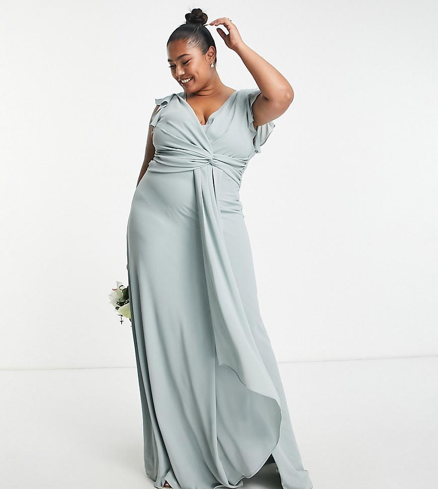 TFNC Plus Bridesmaid flutter sleeve ruffle detail maxi dress Product Image