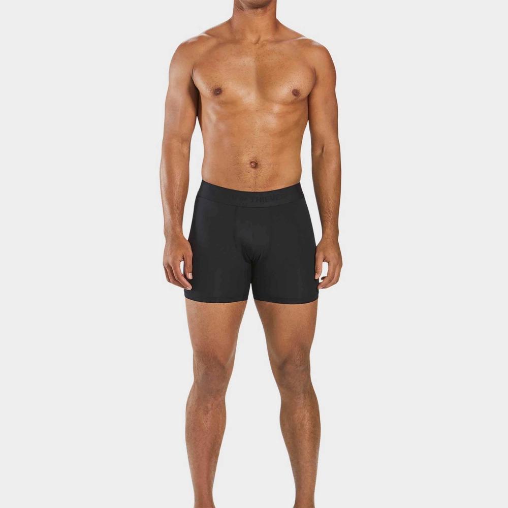 Pair of Thieves Men's Hustle Boxer Briefs 2pk - Black/Blue XL: Lightweight Knit, Full Waistband Elastic, Machine Washable Product Image