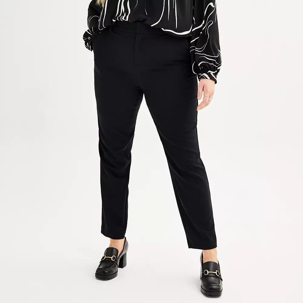 Plus Size Nine West Magic Waist Skinny Pants, Women's, Size: 28W Short, Mineral Black Product Image