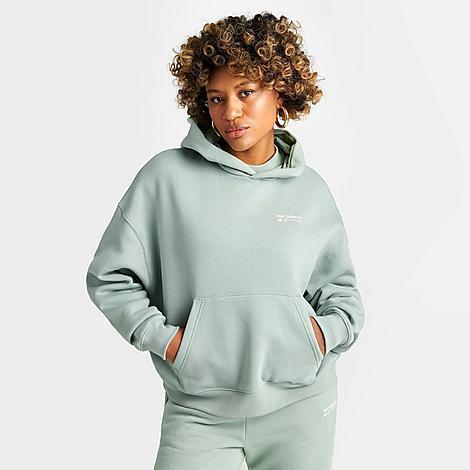 New Balance Linear Heritage brushed back hoodie in sage Product Image
