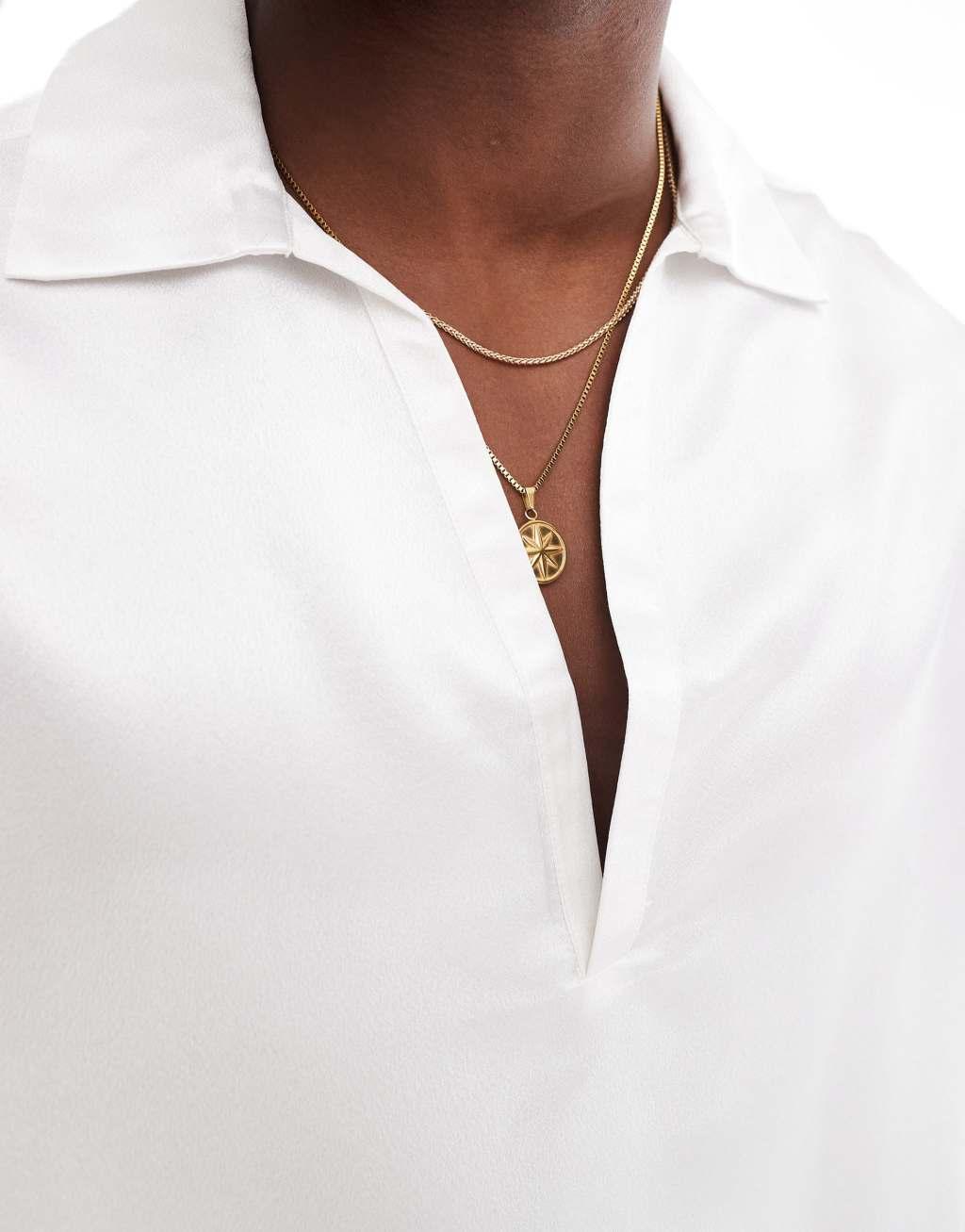 ASOS DESIGN boxy oversized shirt with square collar in white Product Image