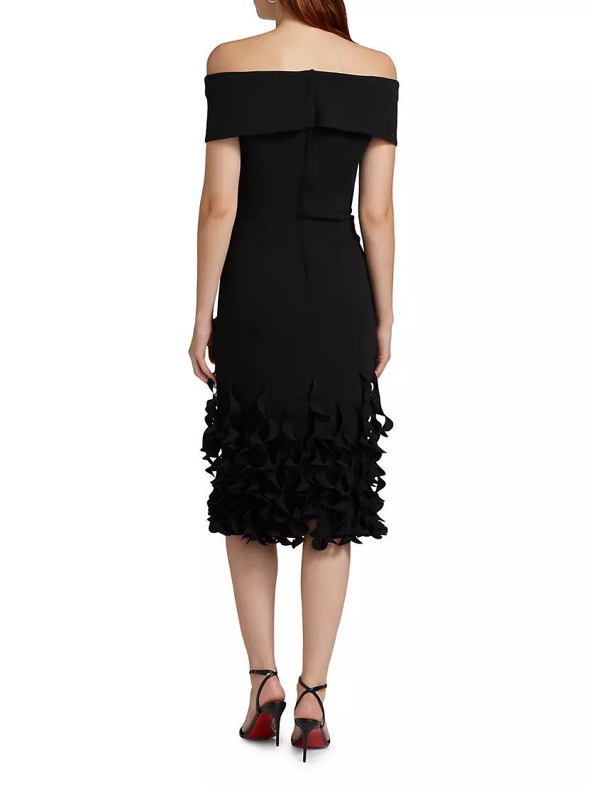 Techno Crêpe Ruffle Off-the-Shoulder Cocktail Dress Product Image
