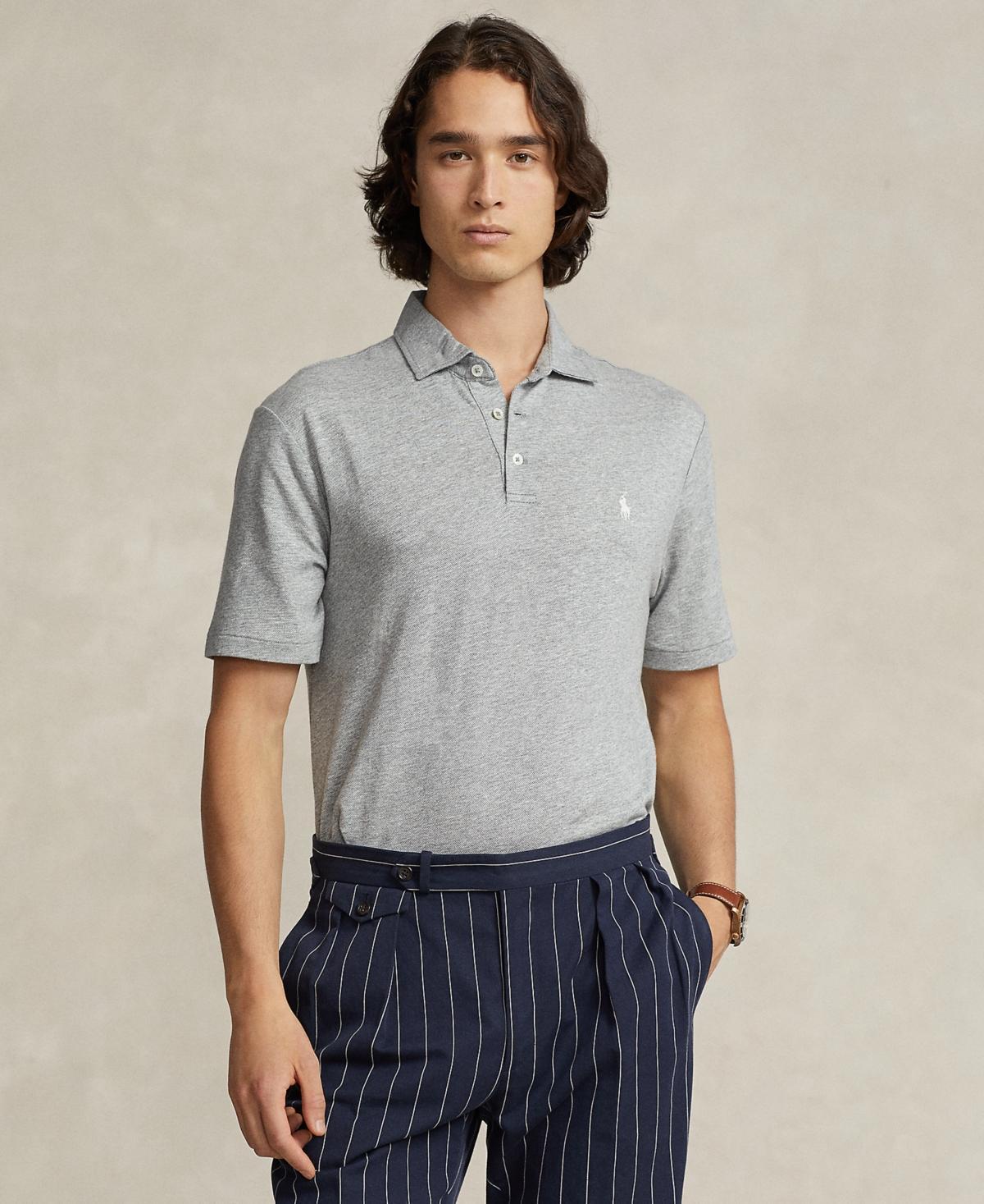 Mens Linen-Blend Oxford Polo Shirt Product Image