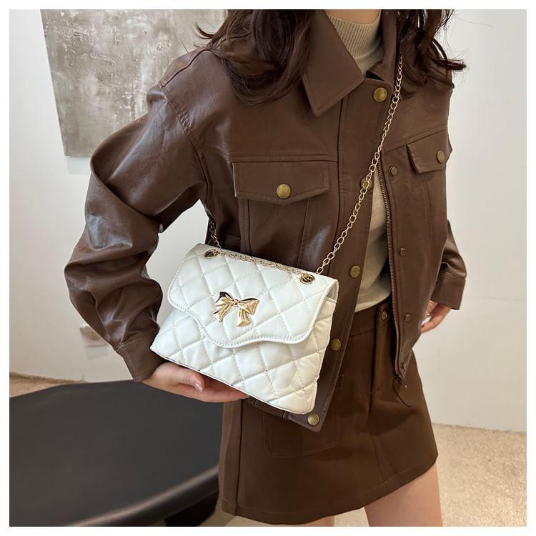 Chain Accent Bow Accent Quilted Flap Crossbody Bag Product Image