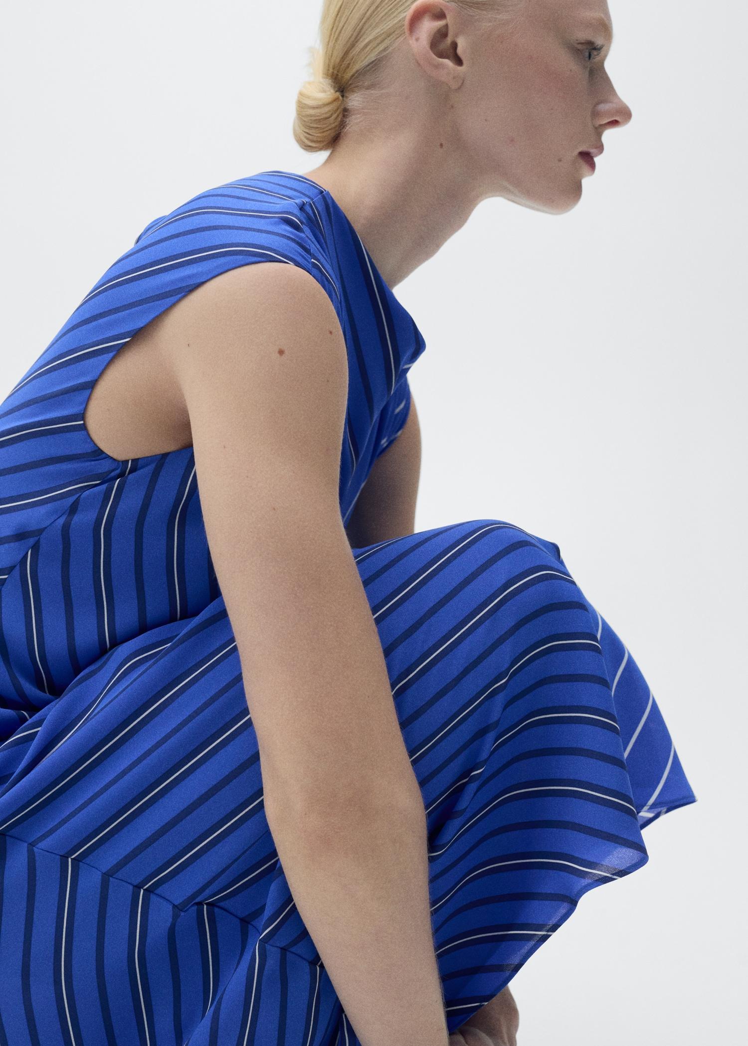 Combined striped flared dress - Women | MANGO USA Product Image