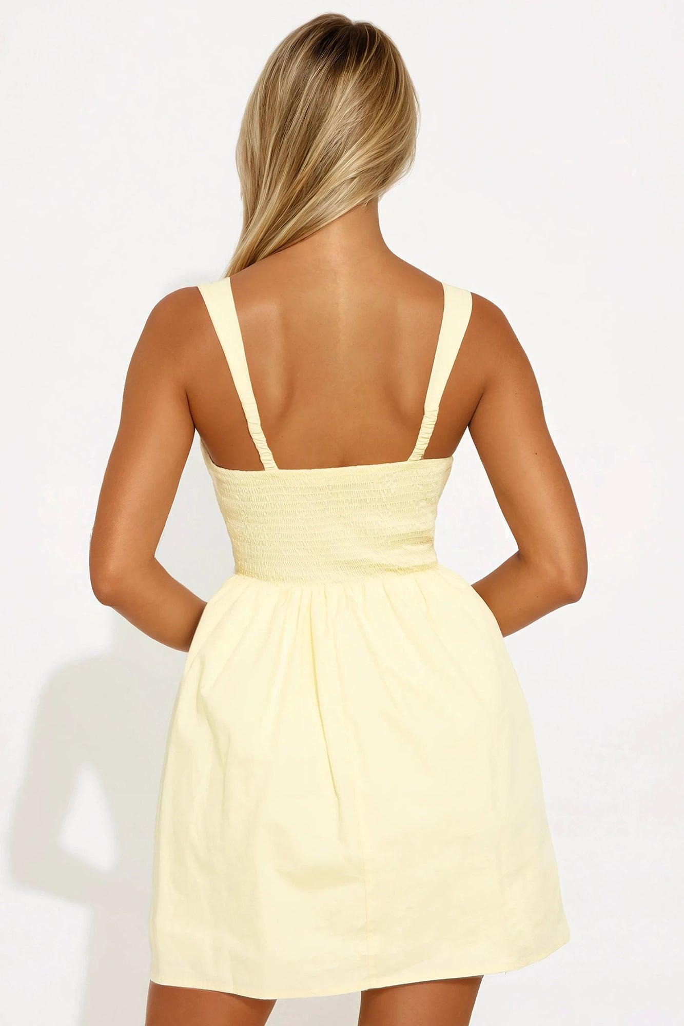 Charlene Stretch Poplin Mini Dress - Butter Yellow Product Image