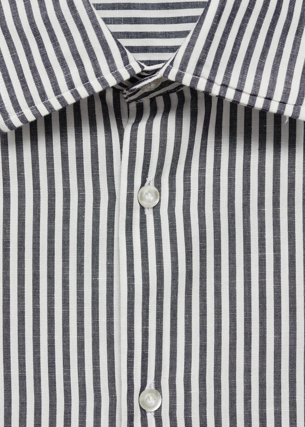 Regular-fit striped cotton-linen shirt - Men | MANGO USA Product Image