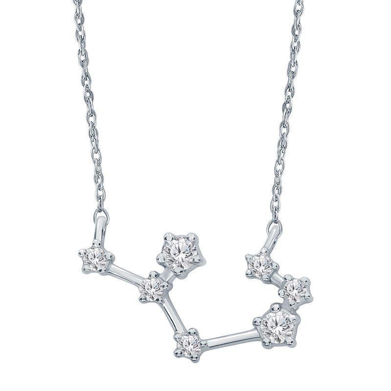 Sterling Silver 1/5 Carat T.W. Diamond Constellation Necklace, Women's, Size: 18", Scorpio Product Image