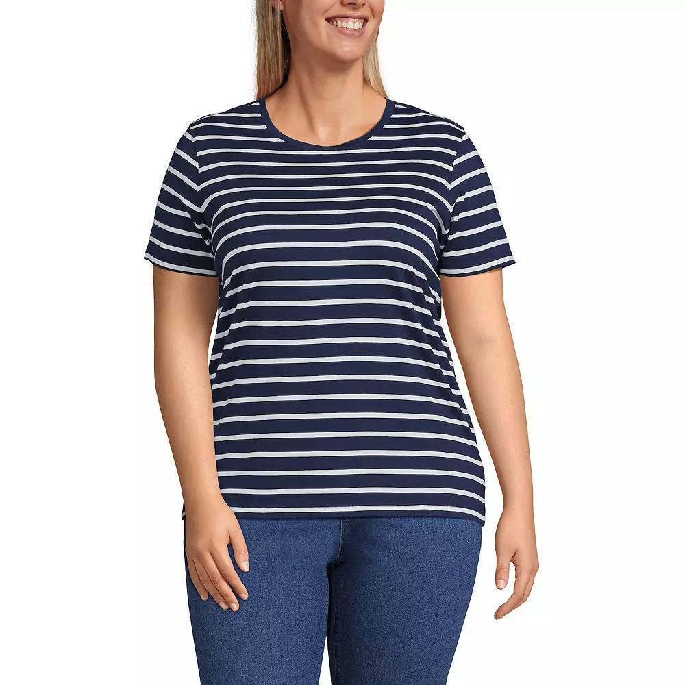 Plus Size Lands' End Relaxed Supima Cotton Crewneck Tee, Women's, Size: 1XL, Pale Yellow Product Image