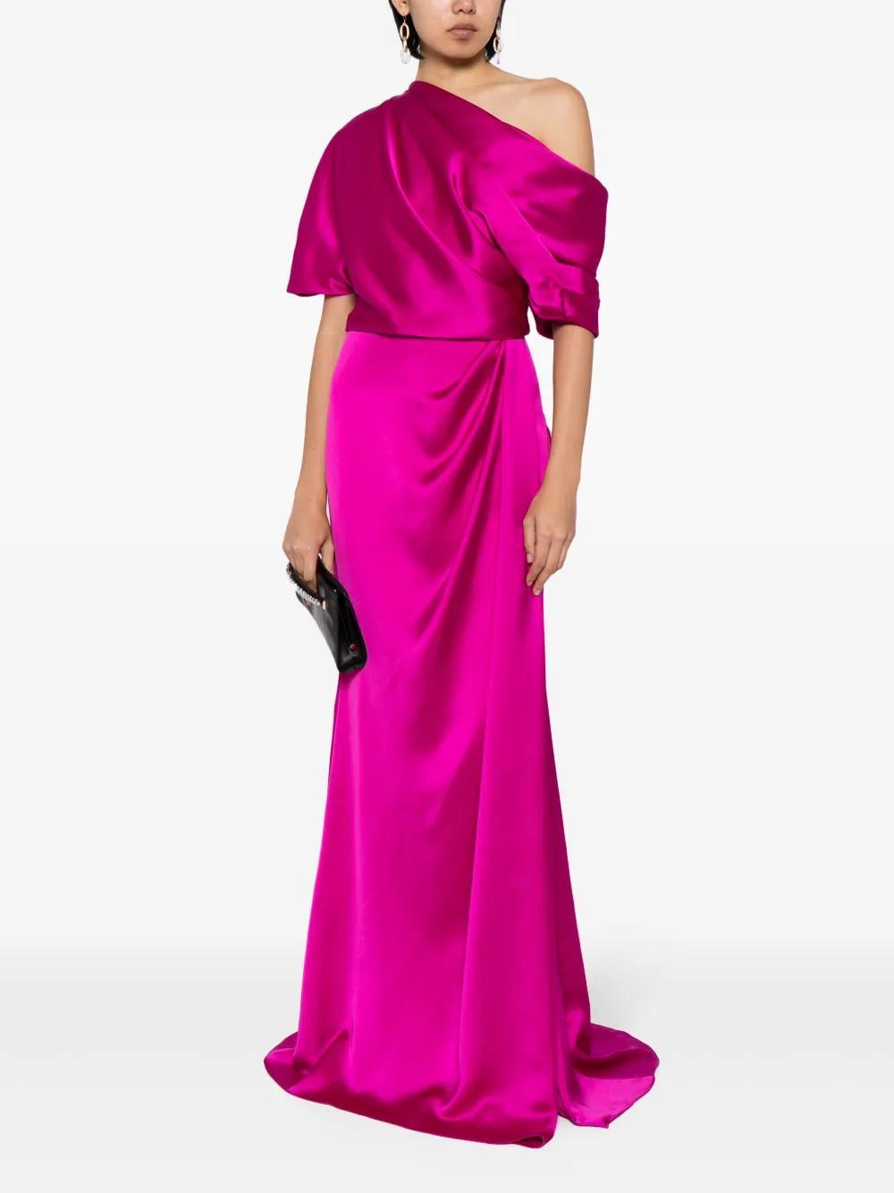 off-shoulder draped-detail gown Product Image