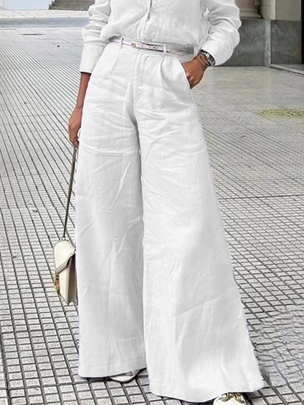 Long Sleeves Loose Solid Color Split-Joint Lapel Blouses&Shirts Tops Product Image