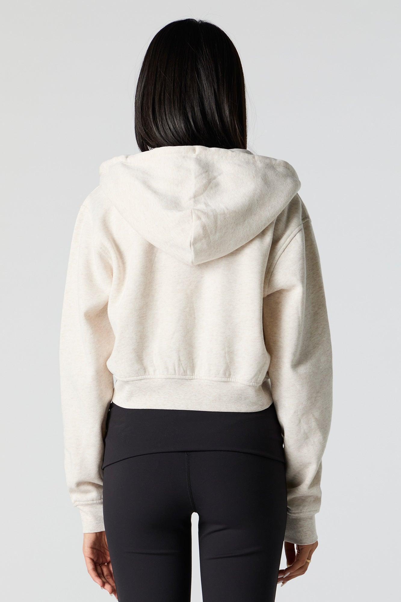 Fleece Cropped Zip-Up Hoodie Female Product Image
