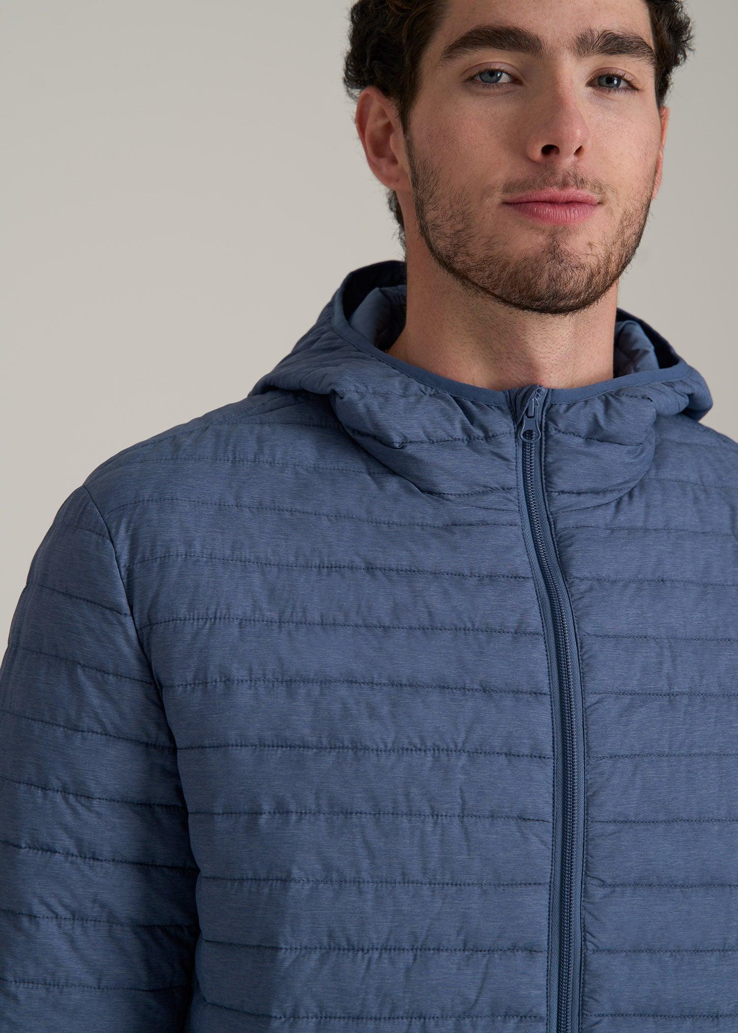 Tall Men's Packable Puffer Jacket in Steel Blue Product Image
