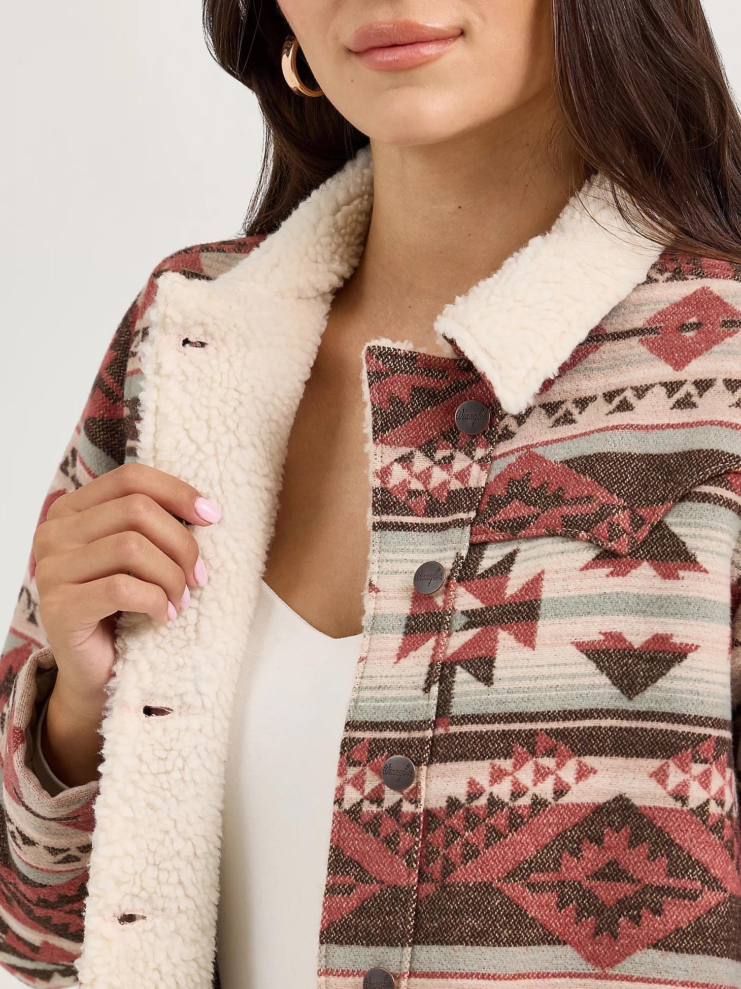 Women's Wrangler® Sherpa Lined Jacquard Barn Jacket | Women's JACKETS & OUTERWEAR | Wrangler® Product Image
