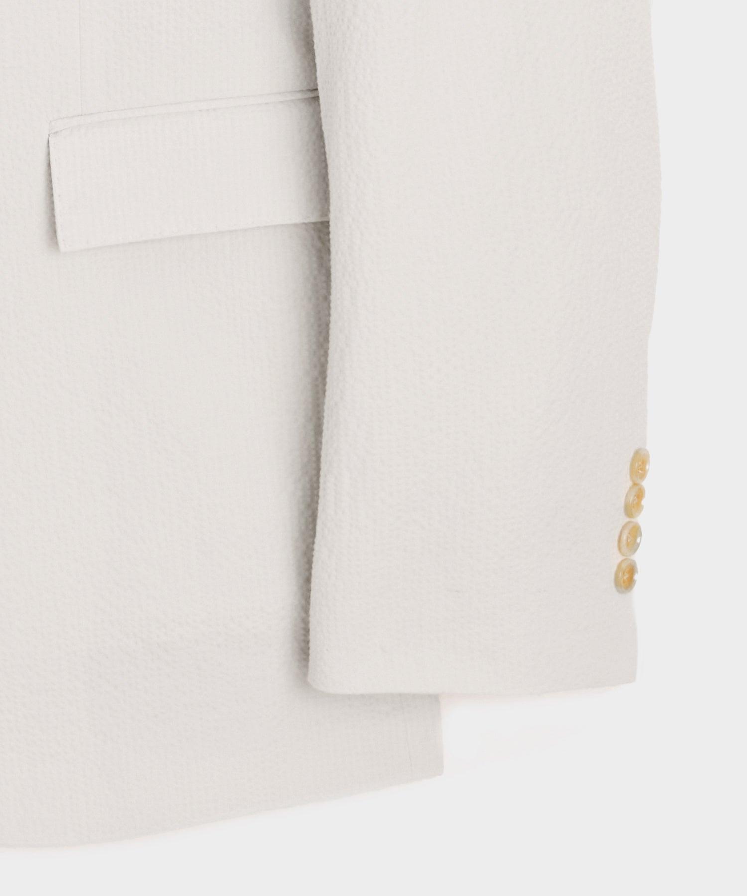 Italian Seersucker Double-Breasted Suit Jacket Product Image