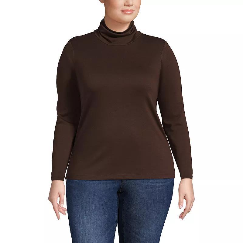Plus Size Lands' End Supima Cotton Long Sleeve Turtleneck, Women's, Size: 1XL, Rich Red Product Image