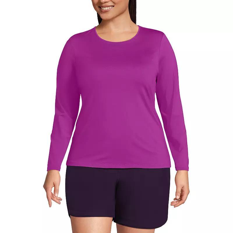 Plus Size Lands' End UPF 50 Long Sleeve Rash Guard, Women's, Size: 2XL, Blue Mini Stripe Product Image