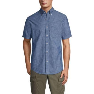Men's Lands' End Traditional-Fit Chambray Button-Down Shirt, Size: XL, Dark Blue Product Image