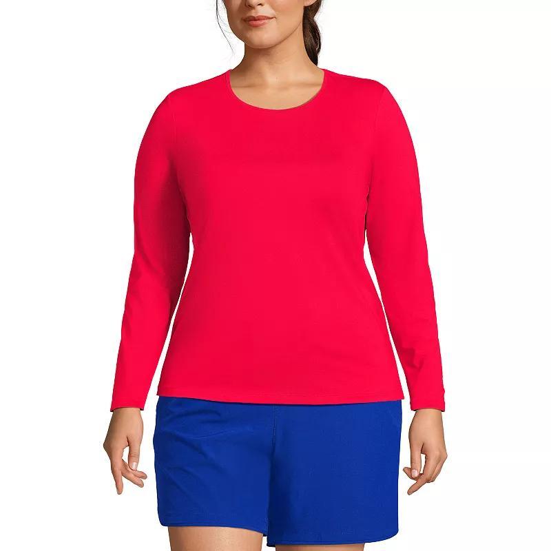 Plus Size Lands' End UPF 50 Long Sleeve Rash Guard, Women's, Size: 2XL, Blue Mini Stripe Product Image