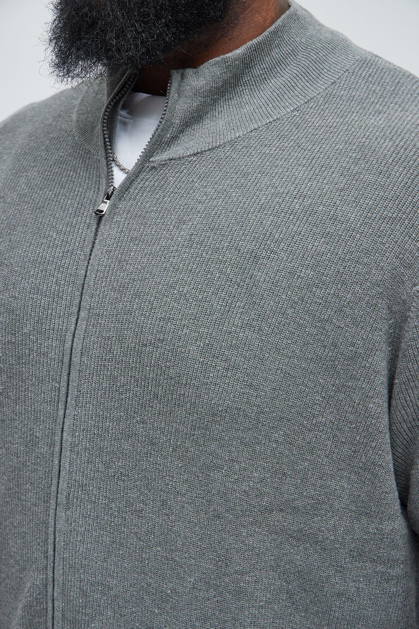 Shawn Full Zip Sweater - Heather Grey Product Image