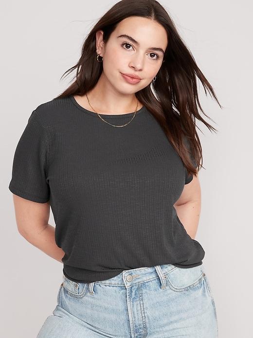 Luxe Ribbed Slub-Knit T-Shirt Product Image