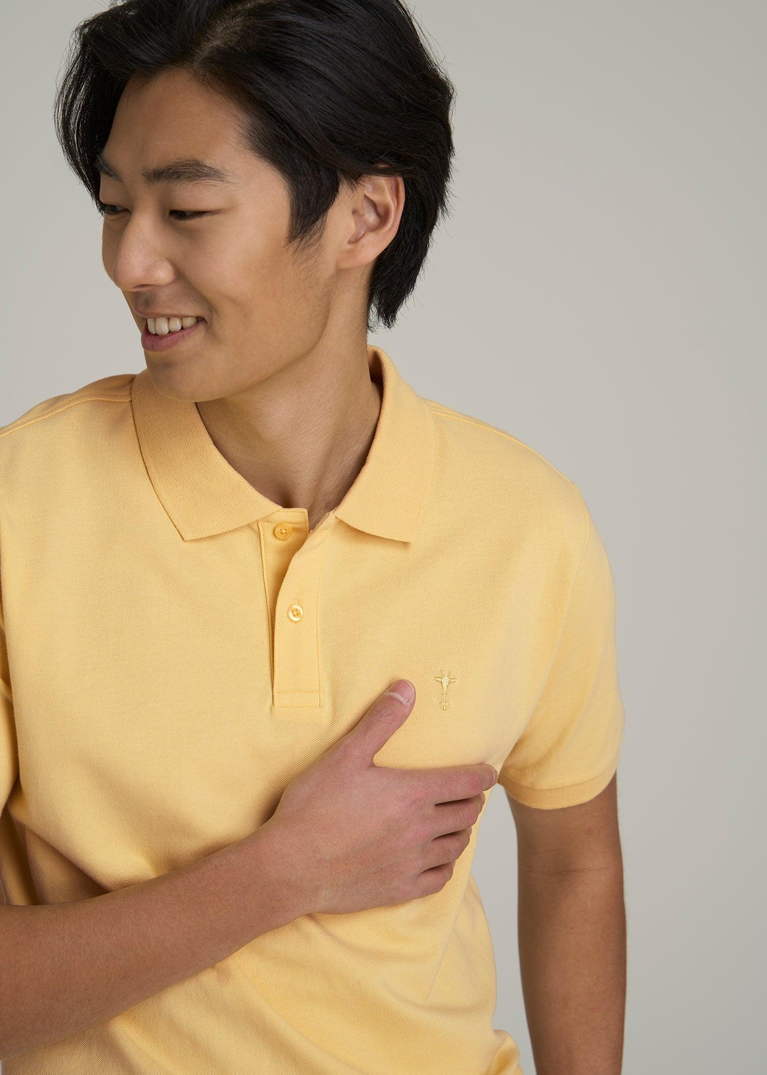 Men's Tall Classic Polo with Embroidered Logo in Lemon Drop Product Image