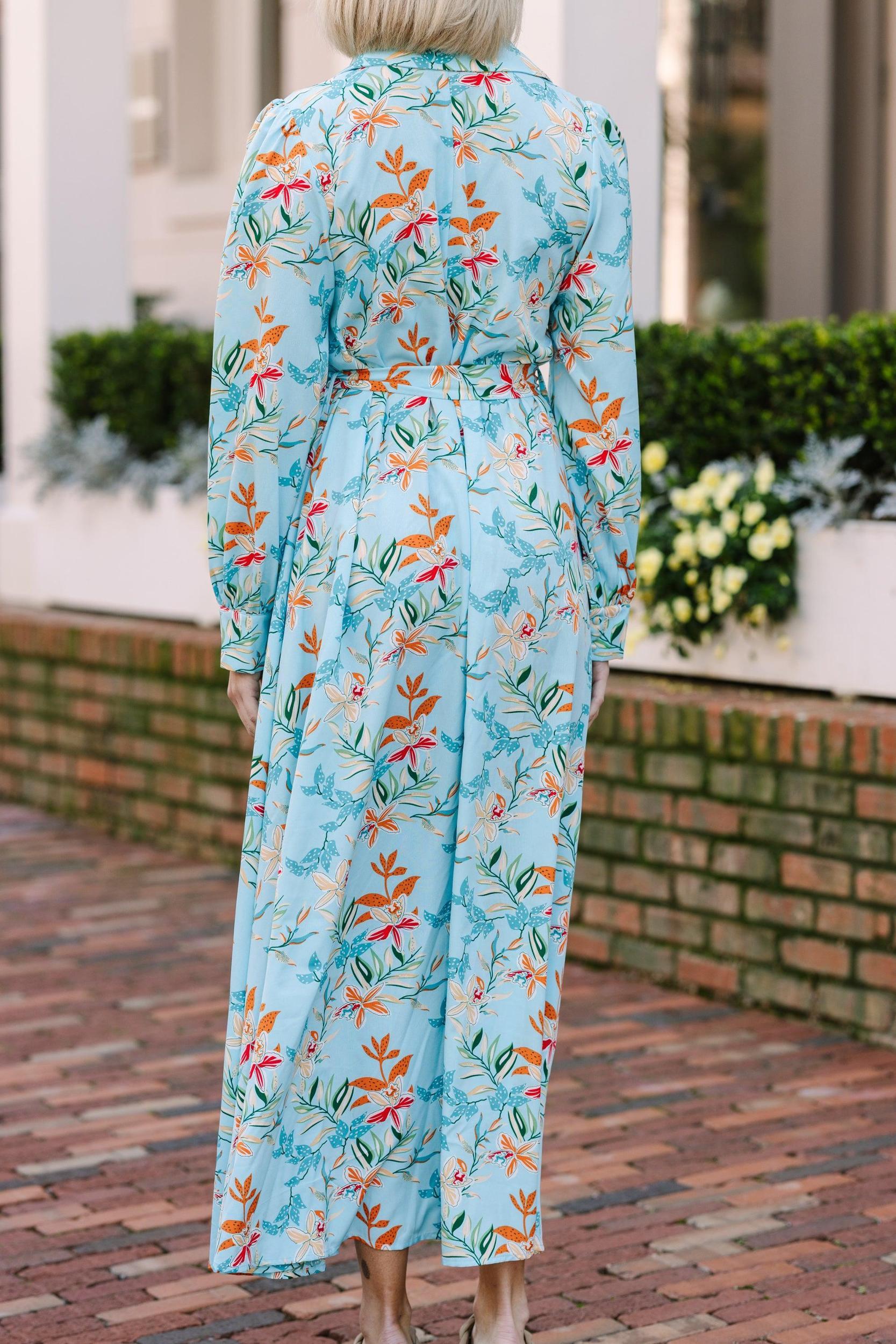 All Inclusive Blue Floral Maxi Dress Female Product Image