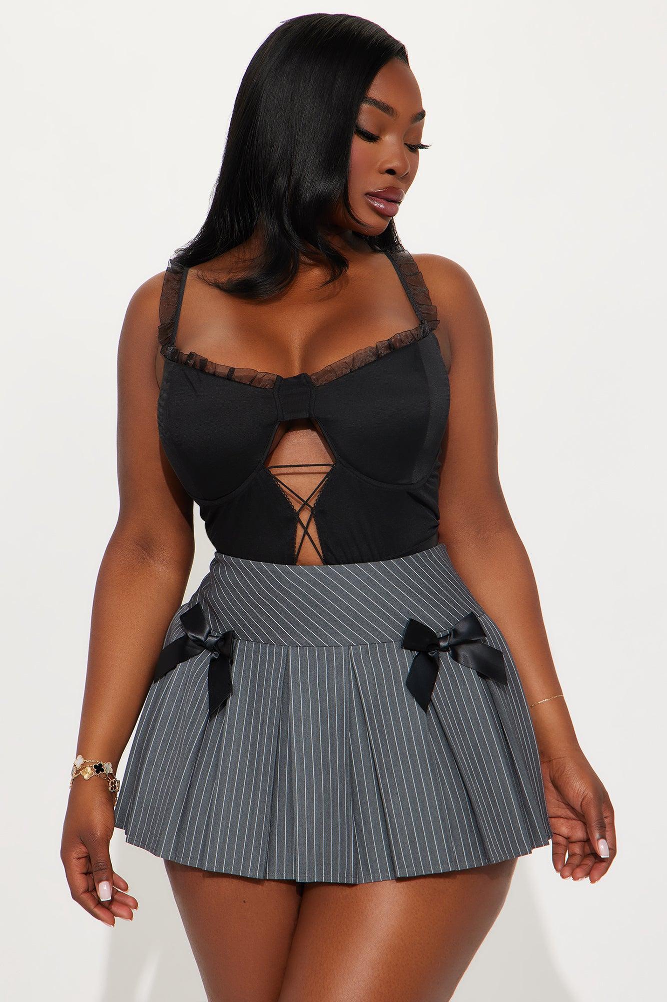 High Maintenance Ruffle Trim Mesh Bodysuit - Black Product Image