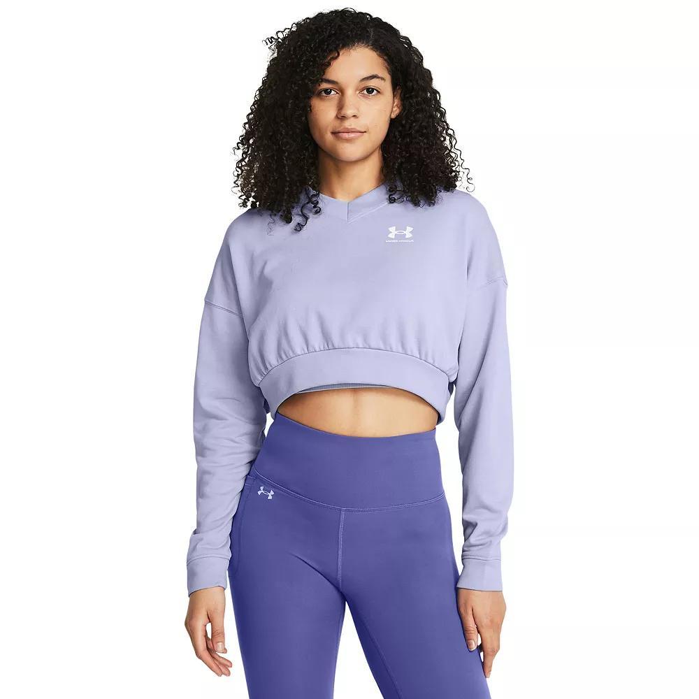 Women's Under Armour Rival Terry Oversized Cropped Crewneck Sweatshirt, Size: Large, Black Product Image