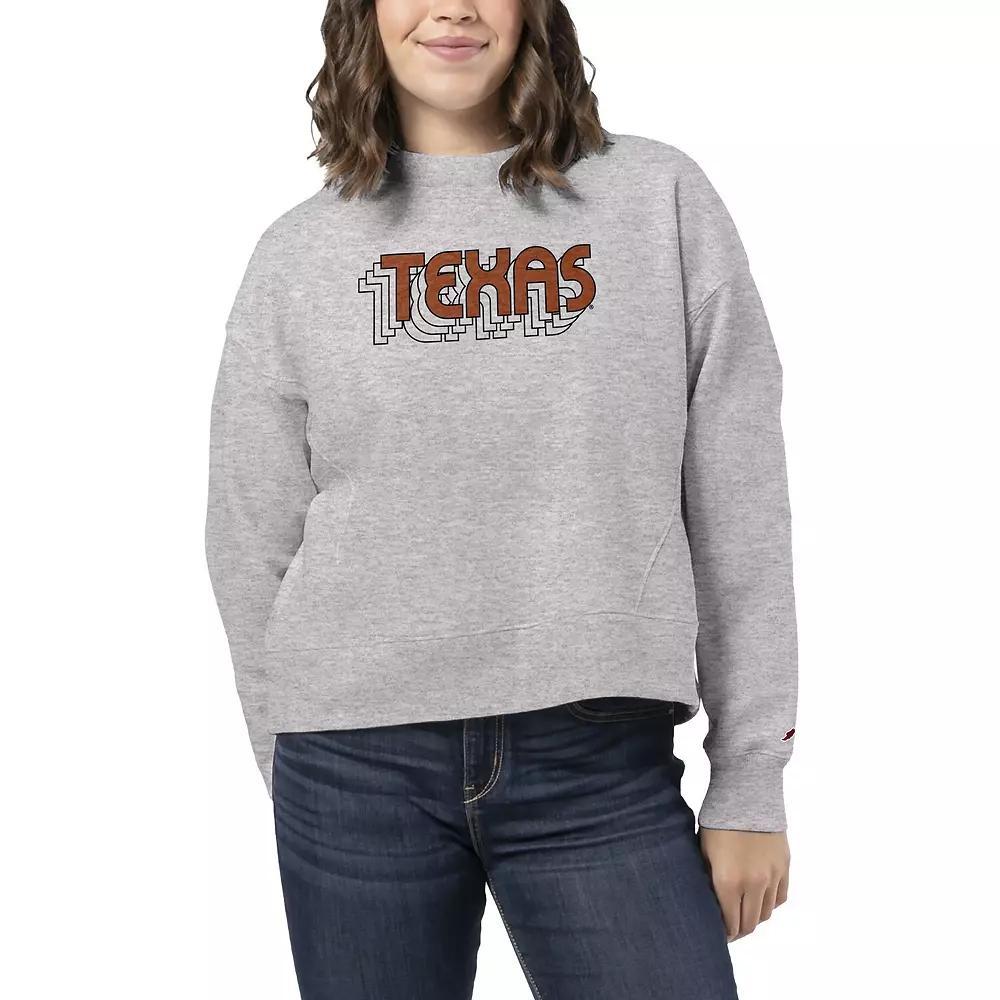 Women's League Collegiate Wear Ash Texas Longhorns Boxy Pullover Sweatshirt, Size: XL, Black Product Image