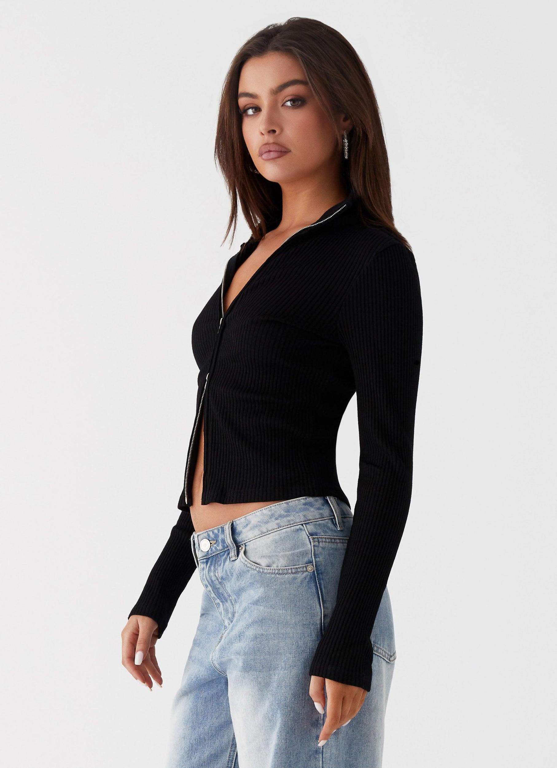 Barbara Long Sleeve Top - Black Product Image
