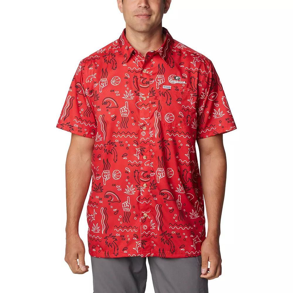 Men's Columbia Red Georgia Bulldogs Super Slack Tide Omni-Wick Button-Up Shirt, Size: Large Product Image