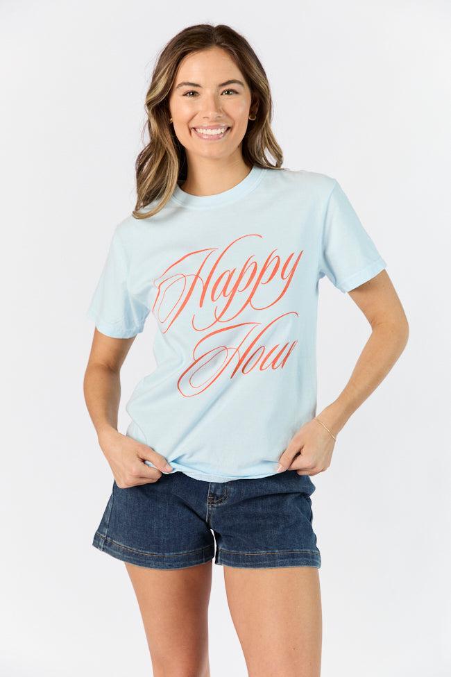 Happy Hour Light Blue Comfort Color Graphic Tee Product Image