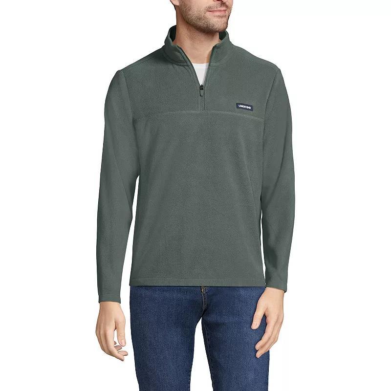 Mens Lands End Fleece Quarter-Zip Pullover Rich Brown Fairisle Product Image