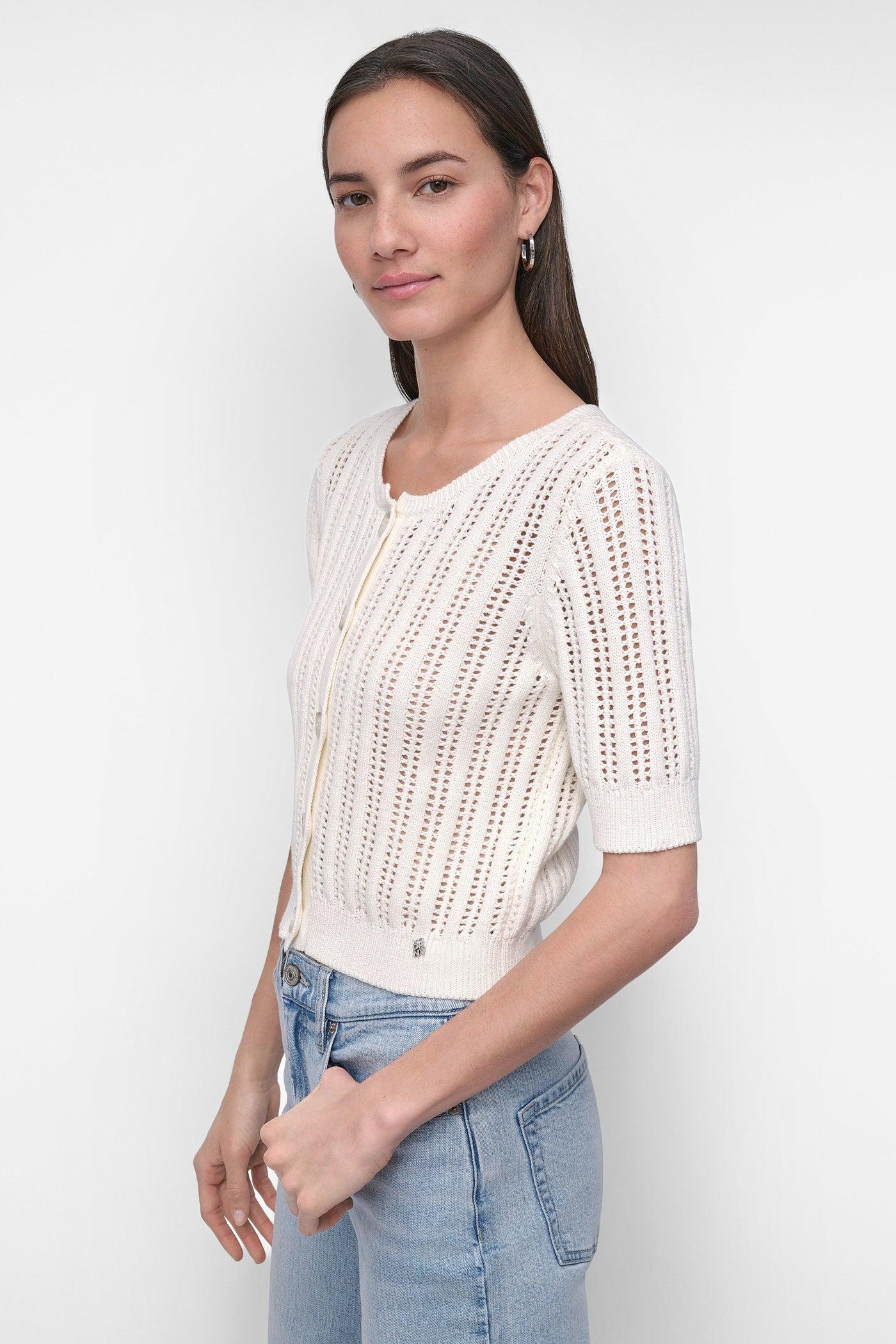 CABLE POINTELLE KNIT CARDIGAN Product Image