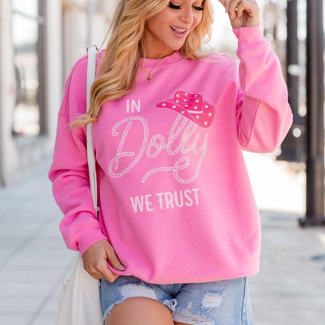 In Dolly We Trust Pink Graphic Sweatshirt Product Image