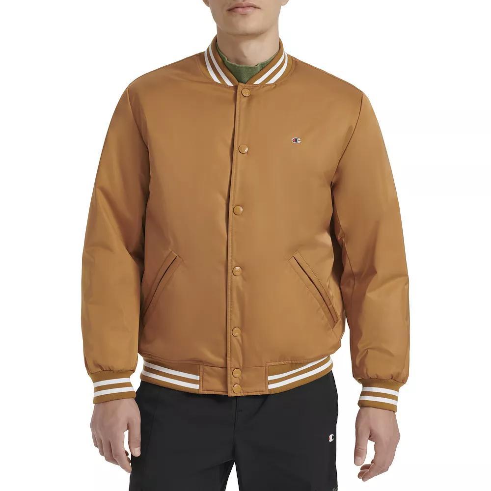 Men's Champion® Classic Varsity Bomber Jacket with Quilted Lining, Size: Large, Black Product Image