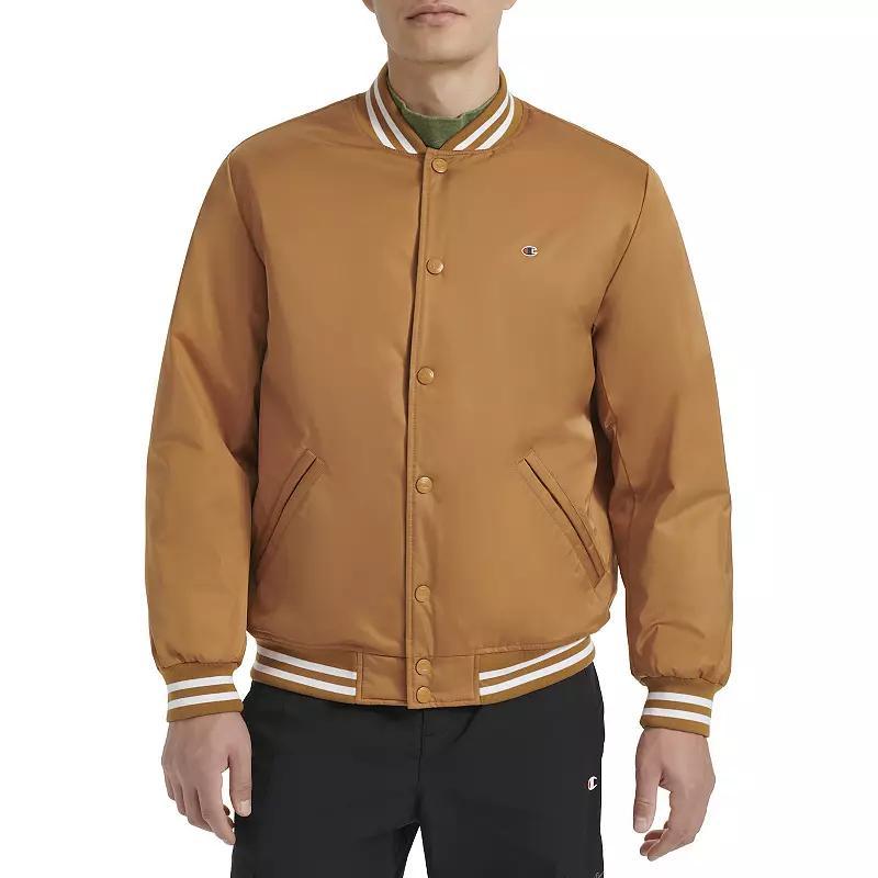 Men's Champion® Classic Varsity Bomber Jacket with Quilted Lining, Size: Large, Black Product Image