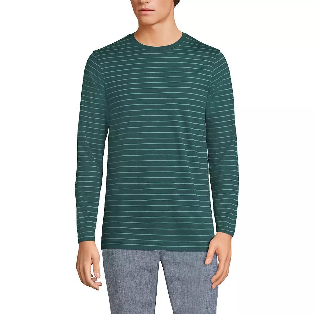 Big & Tall Lands' End Supima Crewneck Tee, Men's, Size: Large Tall, Pale Grey Blue Product Image