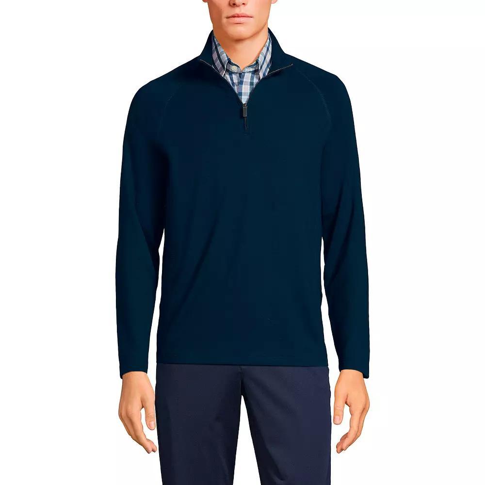 Men's Lands' End Long Sleeve Raglan French Terry Quarter Zip Sweatshirt, Size: XL, Dark Camel Grey Product Image