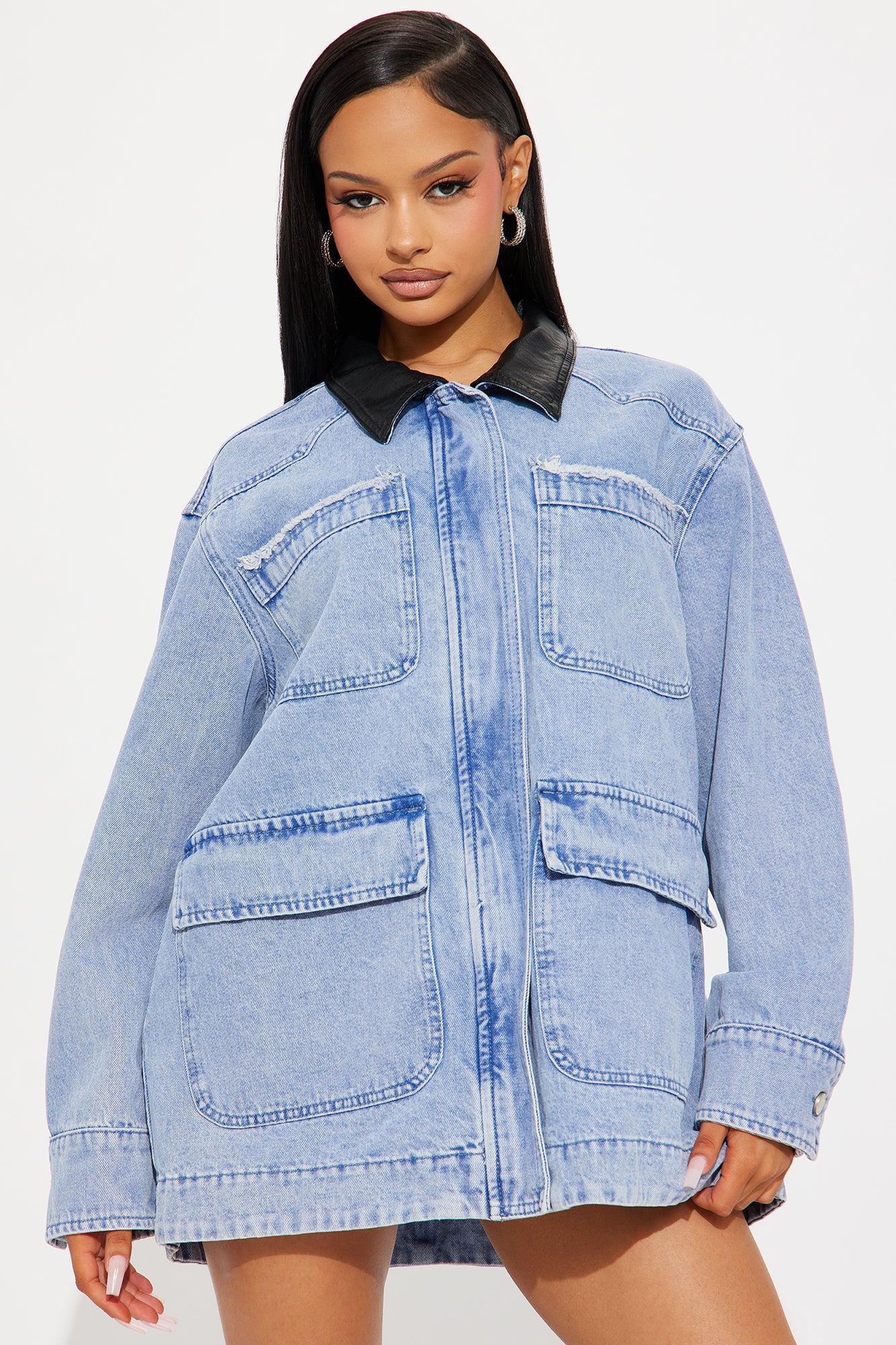 Bare Minimum Oversized Denim Barn Jacket - Medium Wash Product Image