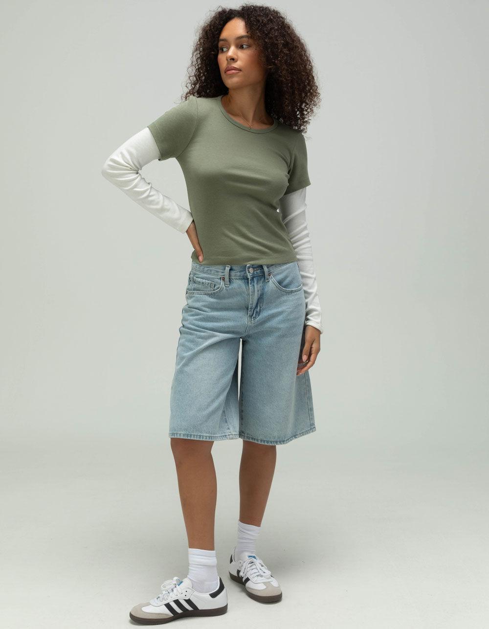 RSQ Womens 2FER Long Sleeve Tee - OLIVE Product Image