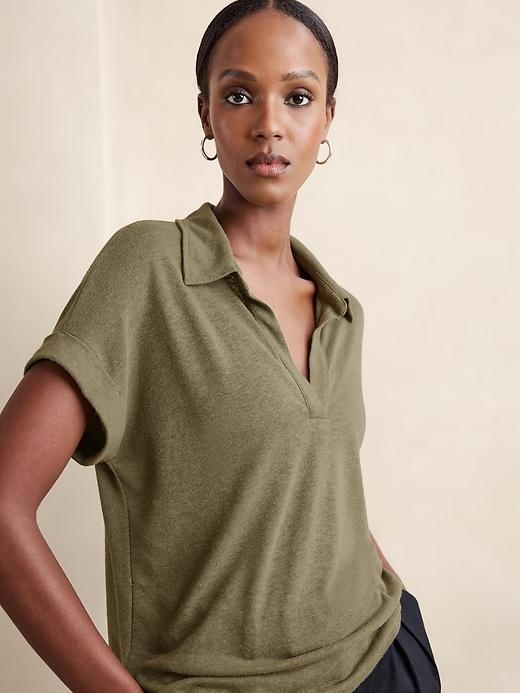 Linen-Blend Polo Product Image