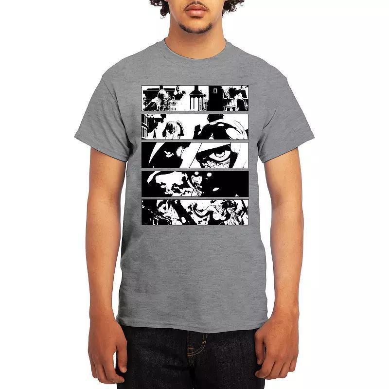 Men's Attack on Titan Black & White Battle Layout Tee, Size: XXL, Grey Red Product Image