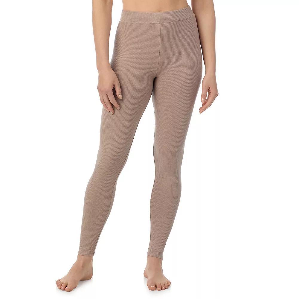Womens Cuddl Duds Ribbed Stretch Leggings Pecan Grey Product Image