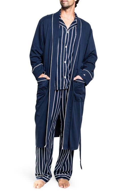 Mens Luxe Pima Cotton Navy Robe Product Image
