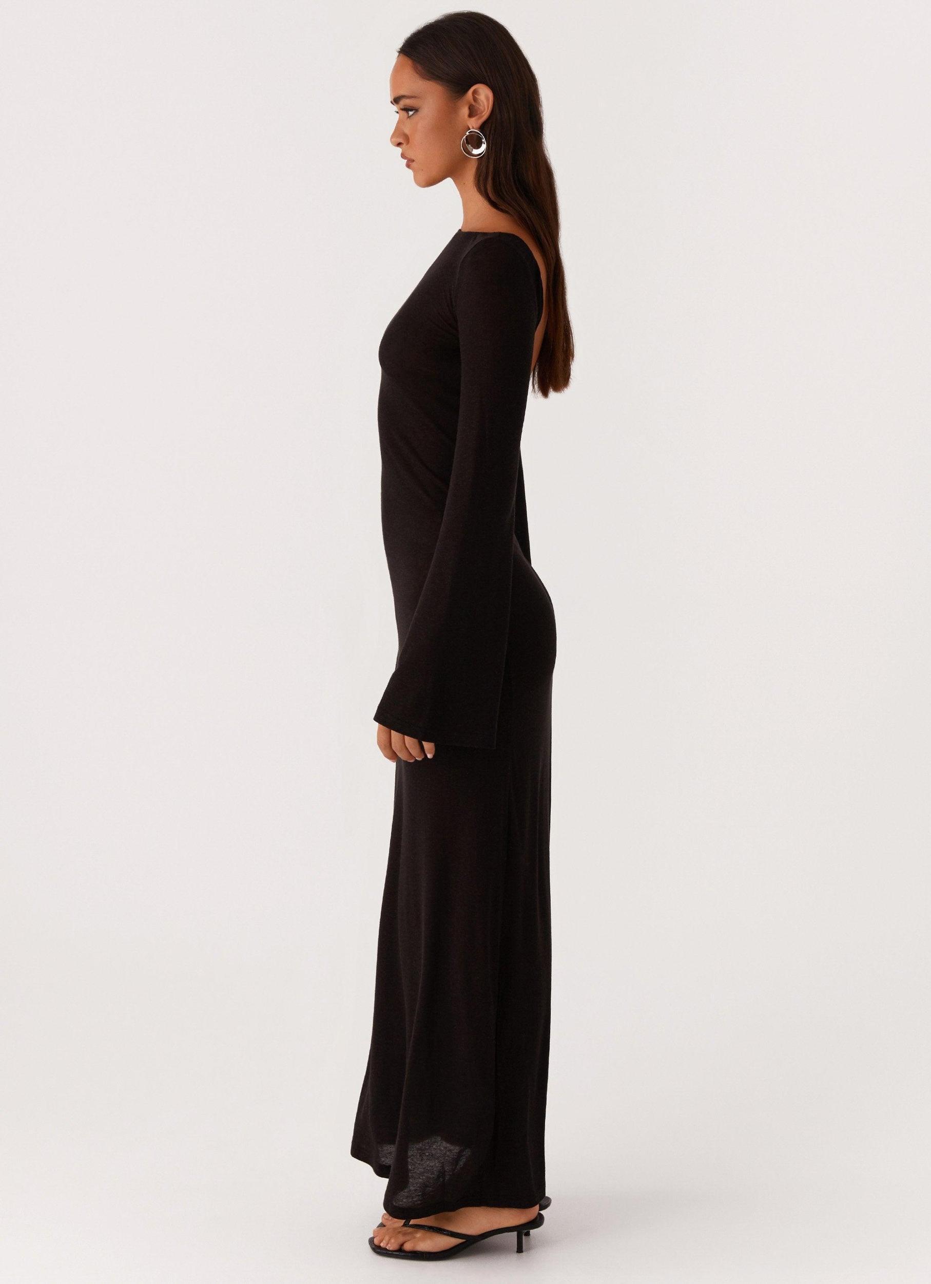 Olivia Long Sleeve Maxi Dress - Black Product Image