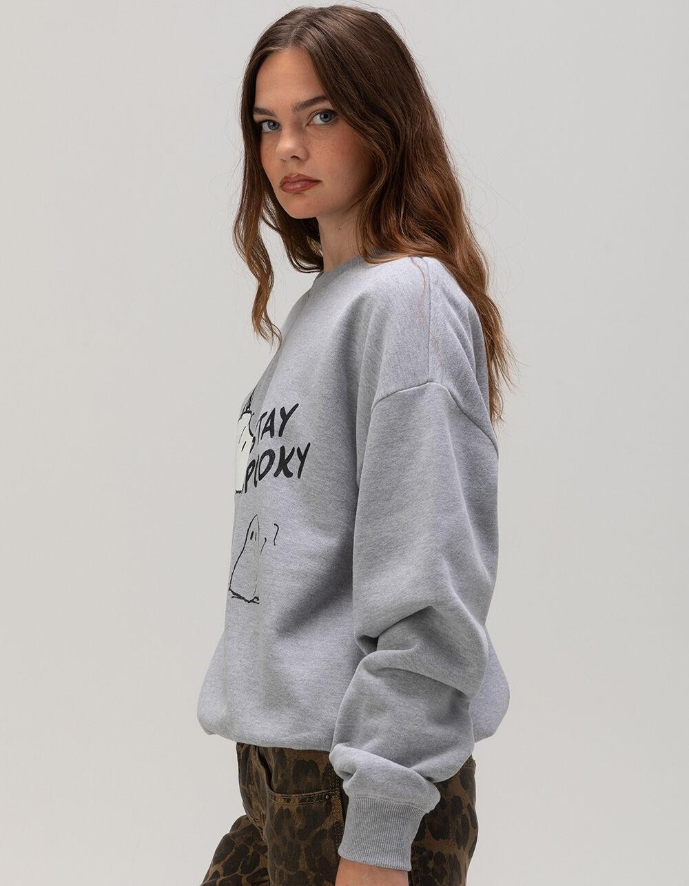 RSQ x Peanuts Stay Spooky Mens Oversized Crewneck Sweatshirt - HEATHER GRAY Product Image