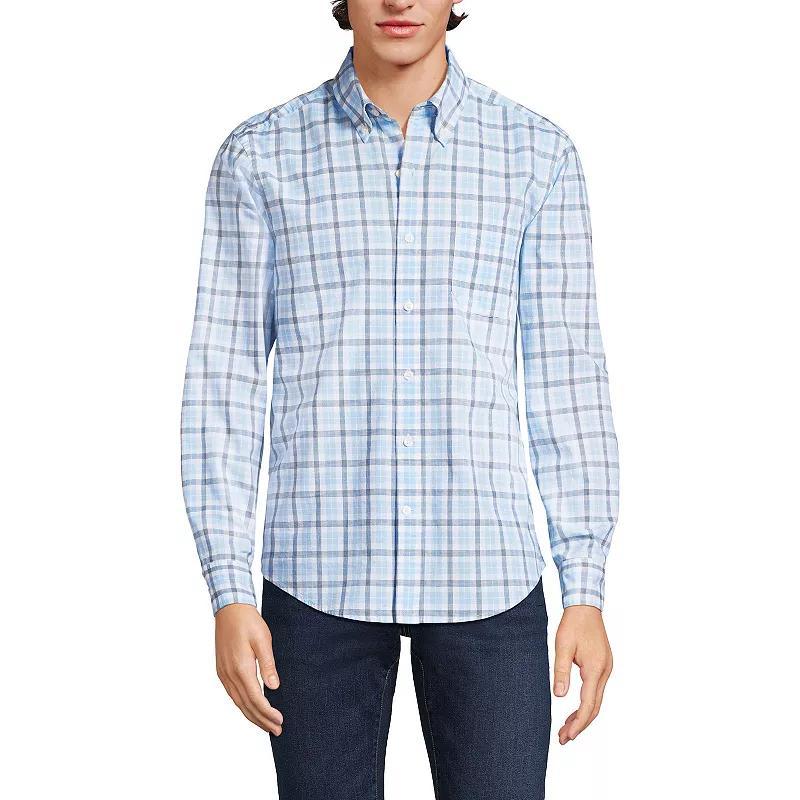 Mens Lands End Traditional-Fit Essential Lightweight Poplin Shirt Eucalyptus Green Product Image